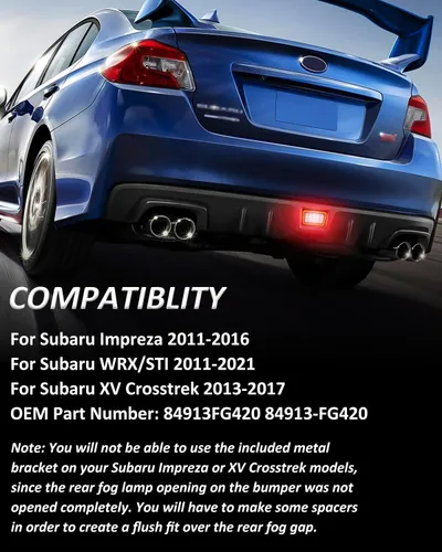Miniatura 3 de Bestview Kits de Montaje de Luces Antiniebla Traseras LED 3 en 1 Compatibles con Subaru WRX STI Impreza XV Crosstrek 2011-2021, Funcionan como Luces