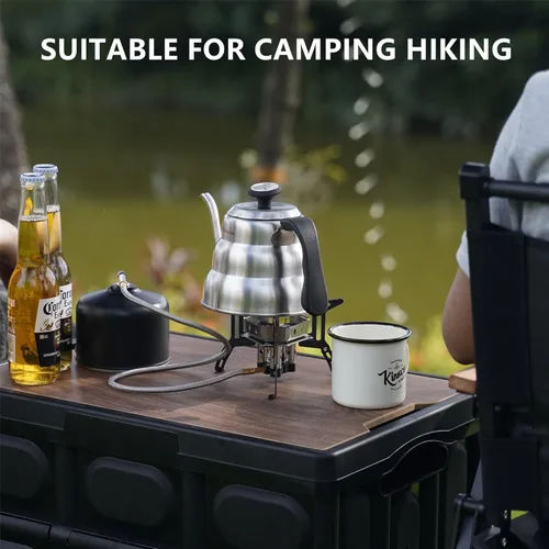 Miniatura 4 de Estufa de gas portátil para acampar de 6800 W, pequeña estufa de mochilero con adaptador de gas propano, mini estufa de campamento plegable