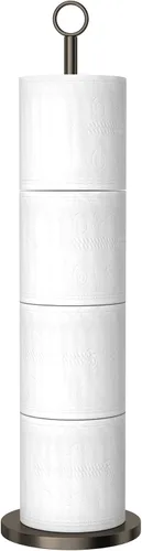 Miniatura 10 de Soporte para papel higiénico (con función de reserva), soporte de almacenamiento de rollos de repuesto independiente, acero inoxidable