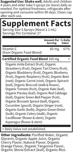 Miniatura 6 de Garden of Life Organics - Spray de vitamina C para niños y adultos, cereza mandarina, suplemento de vitamina C, antioxidante para apoyo inmunológico