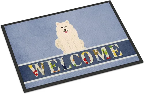 Caroline's Treasures BB5611MAT Samoyed - Felpudo de bienvenida de 18 x 27 pulgadas, para interiores y exteriores, para entrada, antideslizante,
