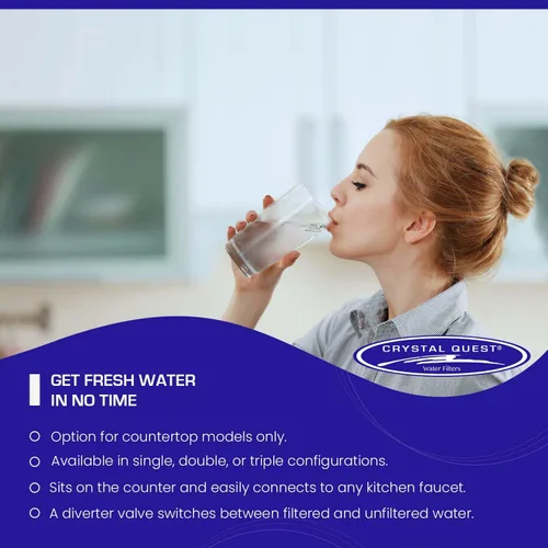 Miniatura 3 de Crystal Quest Sistema de filtro de agua de encimera de fluoruro único Blanco