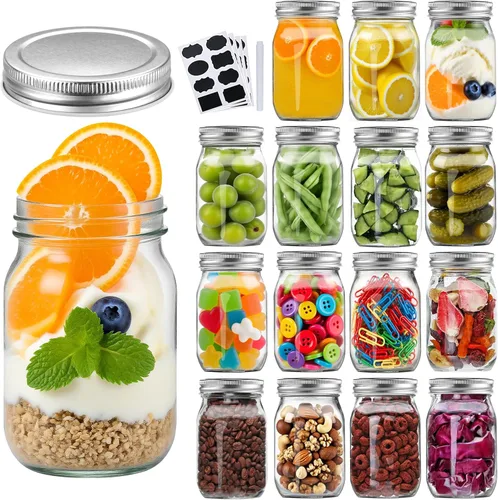 Miniatura 8 de Accguan Tarros Mason de 2 onzas, botellas de jengibre con tapas plateadas, tarros de yogert de vidrio, tarro de vela, miel, mermelada, gelatina