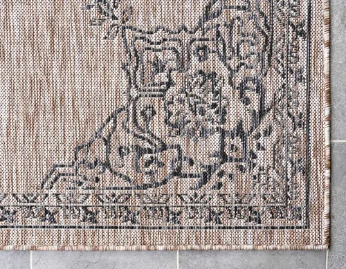 Miniatura 3 de Unique Loom Outdoor Traditional Collection - Alfombra de área antigua (4 pies 1 pulgada x 6 pies 1 pulgada, rectangular, beige y negro)