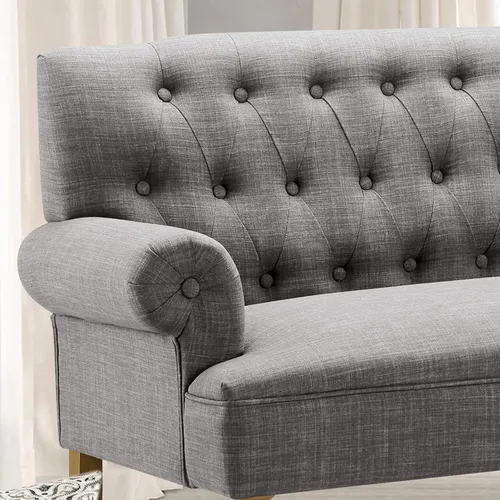 Miniatura 5 de Rosevera Drennan Loveseat - Sofá para sala de estar, lino, color ceniza