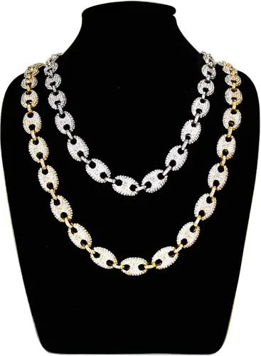 Miniatura 6 de FW Jewelry Cadenas de eslabones cubanos Gold Mariner para hombre, collares cubanos de grano de café, cadenas cubanas de hip hop de 16 a 30 pulgadas