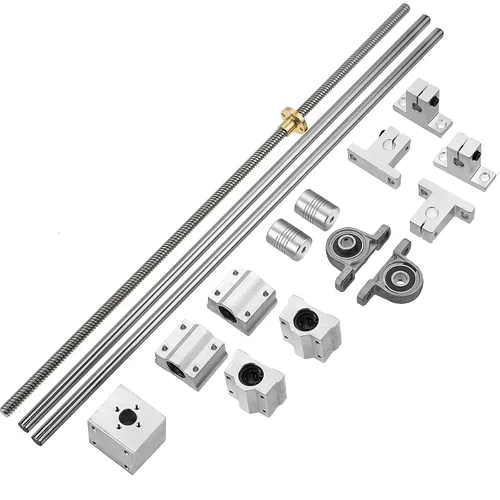 2 piezas de varillas de movimiento lineal de 8x200mm y husillo de 8mm con rosca y 4 piezas de soporte de varilla SK8 y 4 piezas de SCS8UU y 2 piezas
