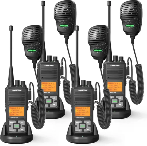 Miniatura 9 de SAMCOM FPCN10A - Radio bidireccional de largo alcance con micrófono de altavoz impermeable, walkie talkies resistentes, 20 canales UHF, batería