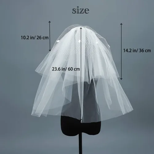 Miniatura 4 de Campsis Velo de tul para novia, velo de flores de malla blanca con peine, elegante velo floral de 3 niveles, velo corto, novia, graduación, ópera