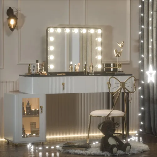 Miniatura 32 de Keonjinn Espejo de tocador Hollywood con luces y altavoz Bluetooth, 15 bombillas reemplazables, espejo de maquillaje con 2 bombillas de repuesto, 3