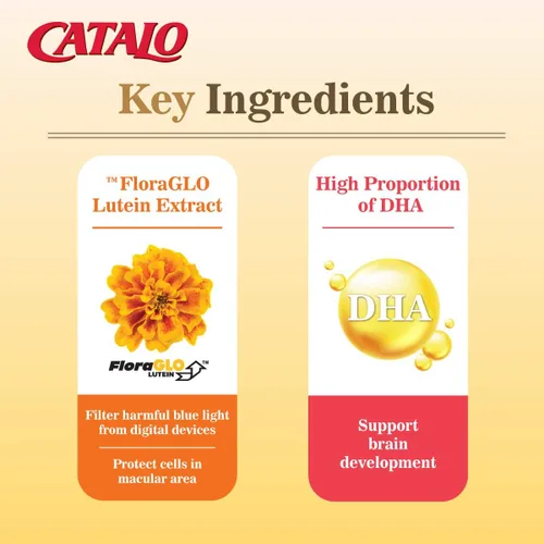 Miniatura 5 de CATALO Fórmula DHA IQ para niños con luteína de extracto de caléndula - Omega 3 para niños, deliciosas cápsulas blandas masticables con sabor a
