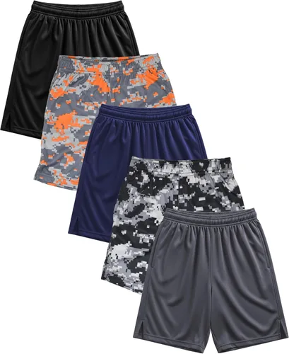 Miniatura 13 de Andrew Scott Pantalones cortos deportivos de baloncesto para niños con rendimiento activo y estilo de malla, varios paquetes
