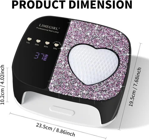 Miniatura 5 de Kit de lámpara de uñas UV LED LimeGirl para esmalte en gel profesional de curado rápido Luz secadora negra con 4 configuraciones de temporizador