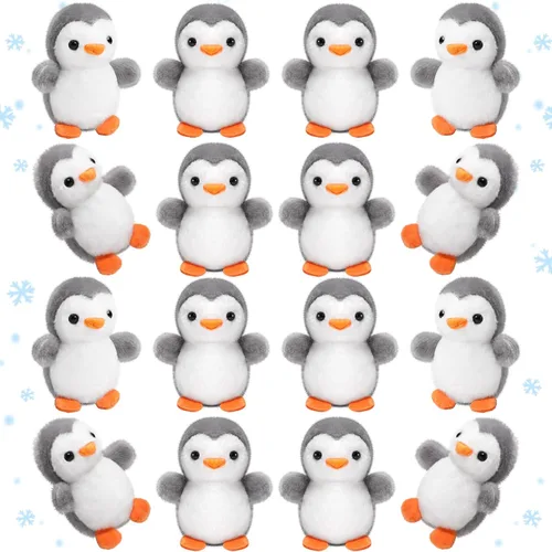 Miniatura 7 de Skylety 8 Piezas Mini Animales de Peluche de Pingüino de 4 Pulgadas a Granel Llaveros de Peluche de Pingüino para Regalos de Favor de Fiesta de Negro