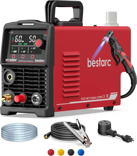 Bestarc - Cortador de plasma de arco piloto, [pantalla LED grande] [sensor de aire] Máquina cortadora de plasma de 50 A 110/220 V de doble voltaje,