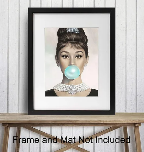 Miniatura 3 de Audrey Hepburn - Arte de pared de Audrey Hepburn azul, Holly Golightly, arte de pared glamoroso, póster de película vintage, regalo para mujeres