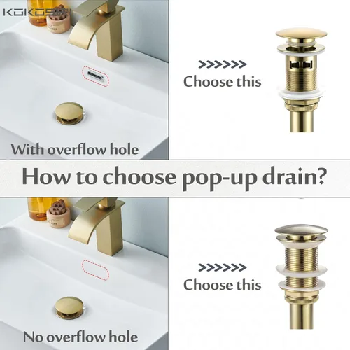 Miniatura 3 de KOKOSIRI C1001BG - Drenaje para fregadero de baño con recogedor de pelo desmontable, dorado cepillado con cesta coladora, antiobstrucción para Oro