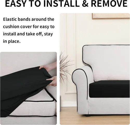 Miniatura 4 de Easy-Going Funda de cojín 100% impermeable para asiento de sofá, funda de cojín elástica de muebles, para niños, mascotas, cojín de sofá biplaza