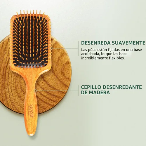 Miniatura 7 de SHASH Desde 1869 Fabricado en Alemania Cepillo de paleta de madera - Desenreda suavemente, peina, acondiciona el cabello con mínimo encrespamiento