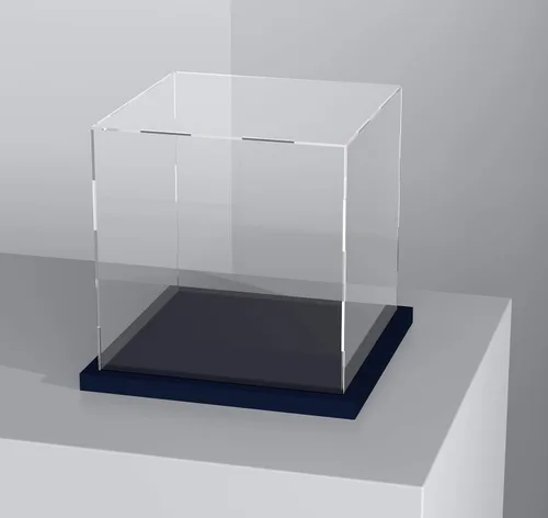 Miniatura 12 de Vitrina de acrílico con base negra, caja de exhibición de acrílico transparente de autoensamblaje con tapa, 6 pulgadas (largo y ancho) x 7.8 Negro
