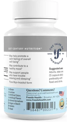 Miniatura 7 de FREEDA Myo-Inositol 650mg - Apoyo para el estado de ánimo, la calma y el bienestar - 100 cápsulas Pure Vitamin B8 inositol supplement for mood
