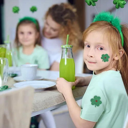 Miniatura 6 de 4 pares de pasteles del día de San Patricio, trébol verde, pétalos de trébol de la suerte, pasteles desechables, pétalos irlandeses autoadhesivos