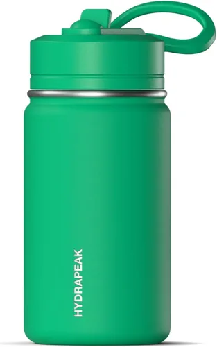 Miniatura 20 de Hydrapeak Mini botella de agua de 14 onzas con tapa con popote, botella de agua aislada de doble pared de acero inoxidable Botella de agua a Negro