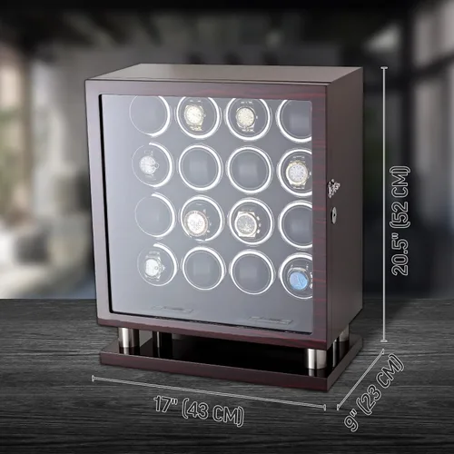 Miniatura 7 de Enrollador de reloj para 16 relojes automáticos con retroiluminación LED y control de pantalla táctil LCD, Ébano + Negro, Enrolladores de reloj