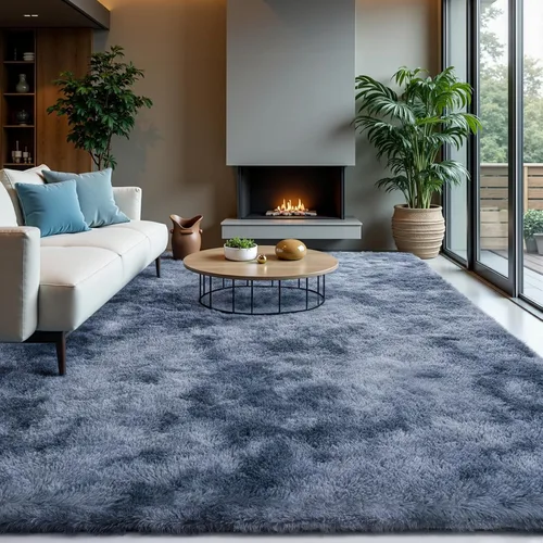 Miniatura 57 de Zentavio Alfombras de área para sala de estar, alfombras grises para dormitorio, alfombra de 4 x 6, alfombra mullida, peluda y suave, shag estética