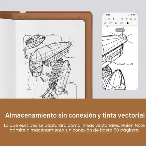 Miniatura 5 de HUION Note - Tableta de Dibujo Cuaderno Digital 2 en 1 con Lápiz sin Batería, Tableta de Papel Inalámbrica Bluetooth Almohadilla de Escritura