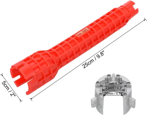 Miniatura 2 de PATIKIL Instalador de grifo y fregadero, llave multiusos 5 en 1, herramienta de fontanería para inodoro y lavabo, color rojo