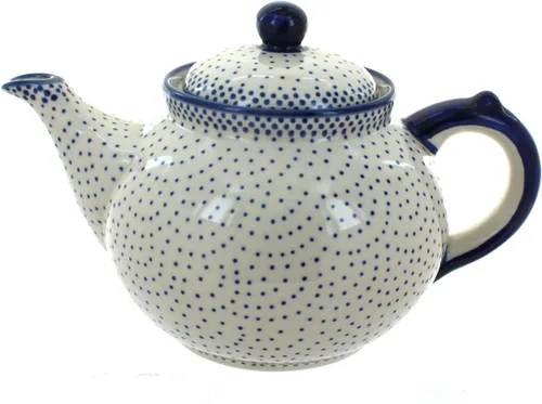 Blue Rose Polish Pottery - Tetera de Puntos Pequeños Azules - Capacidad para 5 Tazas - Cerámica Polaca Pintada a Mano Servidor de Café y Té