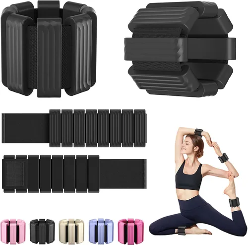 Miniatura 10 de Pesas de muñeca y tobillo de Pilates para mujeres - Brazaletes con peso ajustables para hombres, bandas de brazo con peso de 2 libras, pesas de pie