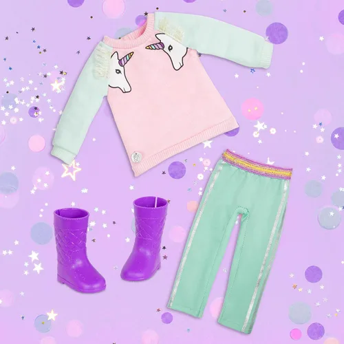 Miniatura 19 de Glitter Girls Accesorios para muñecas de 14 pulgadas - Juego de mochila y fiesta de pijamas - Tie - Saco de dormir teñido, almohada arcoíris