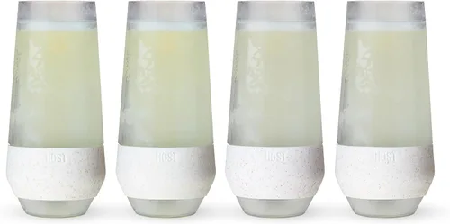 Host Freeze Copas de champán, juego de copas de vino espumoso irrompibles de doble pared congelables, sin tallo, copas de plástico para mimosas y