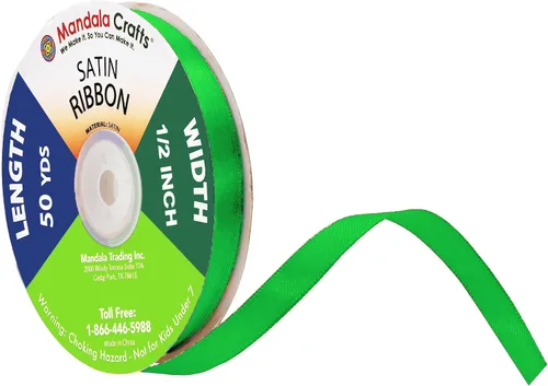 Miniatura 80 de Mandala Crafts Cinta de satén verde manzana para manualidades, cintas de tela de 1.5 pulgadas de ancho de 50 yardas para envolver regalos, ramos