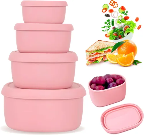 Miniatura 12 de Juego de contenedores de almacenamiento de alimentos de silicona Anatole de 3 unidades, loncheras Bento con tapas, sin BPA, aptas para lavavajillas