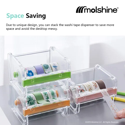 Miniatura 3 de molshine Dispensador de cinta adhesiva Washi transparente para escritorio, cortador de cinta, soporte de cinta adhesiva (no incluye cinta adhesiva)