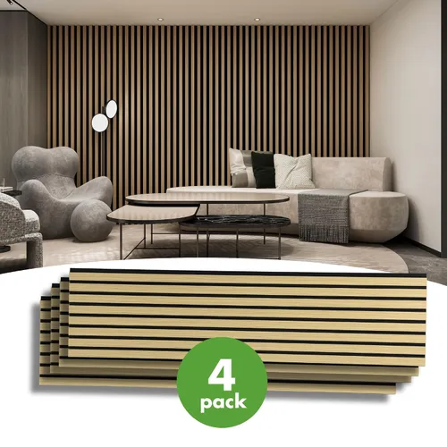 Miniatura 2 de Art3d Paquete de 4 paneles de listones de madera insonorizados de 12" x 93", paneles de pared acústicos de 31 pies cuadrados, paneles de pared 3D