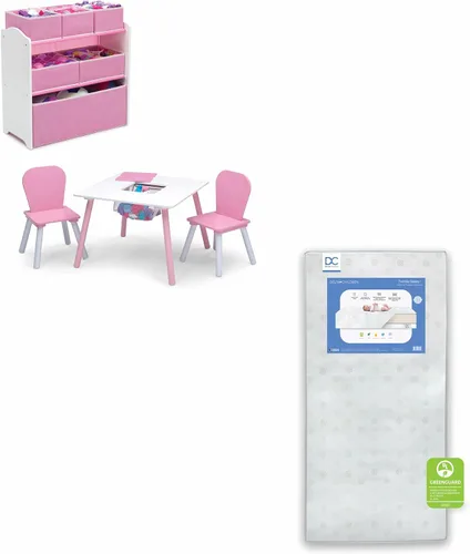 Miniatura 11 de Delta Children Set de juegos para niños pequeños de 4 piezas, Rosa/Blanco