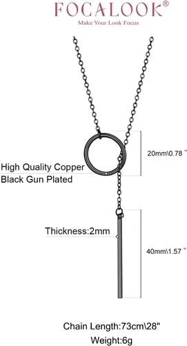 Miniatura 5 de FOCALOOK Collares largos para mujer, chapados en oro de 14 quilates, delicado colgante de barra de gota en forma de Y, juego de aretes de 28 pulgadas