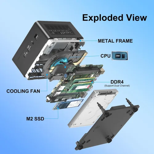 Miniatura 6 de Intel NUC 13 Pro, NUC13ANHi3 Mini PC versátil de 8 GB de RAM y 512 GB SSD con procesador Core i3-1315U