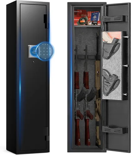 Marcree Caja fuerte para armas 1-2, gabinete de armas para rifles y pistolas con sistema de alarma, acceso rápido de 180°, caja fuerte digital para