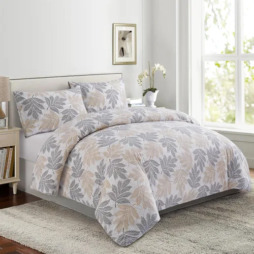 Miniatura 10 de Marina Decoration Juego de funda de edredón de 3 piezas con 2 fundas de almohada, con estampado floral de tinta azul, tamaño King Azul Inkwash Floral