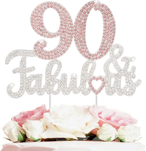 Miniatura 13 de 25 y fabulosa decoración de pastel de diamantes de imitación dorados y rosados – Feliz cumpleaños 25 años saluda a 25 años de edad, decoración