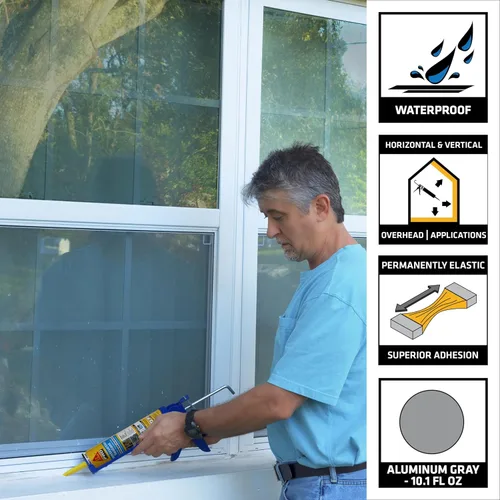 Miniatura 3 de SIKA Sikaflex Sellador de construcción, gris aluminio, poliuretano pintable, multiusos para sellar juntas y huecos, cartucho de 10.1 onzas líquidas