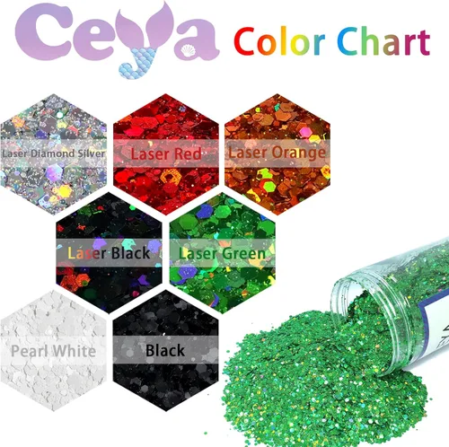 Miniatura 5 de Ceya Brillantina gruesa holográfica, 1 libra/16 onzas, oro diamante a granel, purpurina mixta gruesa y fina embotellada con lentejuelas metálicas