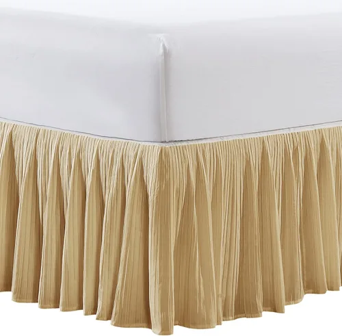 Miniatura 8 de Home Soft Things Falda de cama plisada de microfibra, diseño elegante envolvente de microfibra sólida con caída de 18 pulgadas, ropa de cama