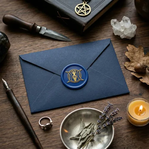 Miniatura 3 de Triskelion, triquetra, vector, diosa, pentáculo, árbol de la vida en triple luna, sello de cera para invitación de boda, tarjetas, cartas, envoltura