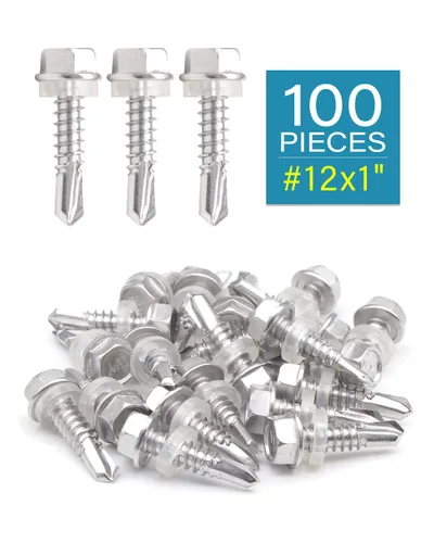 Miniatura 2 de IMScrews 100 tornillos autoperforantes de cabeza hexagonal de acero inoxidable #12 x 1, tornillos Tek de chapa de rosca completa de acero inoxidable